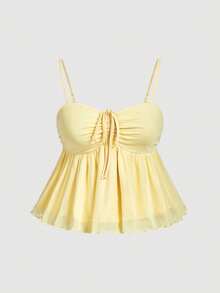 SHEIN MOD Große Größen Gelbes Trägerkleid Maxi Kleid 2-teiliges Set, geeignet für Strand, Party, Urlaub - Hellgelb - Übersicht 6