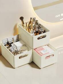 1PC Expandable Plastic Storage Drawer Adjustable Drawer Organizer Cabinet Storage Box Multifunctional Stackable Divider Container Kitchen Cabinet Organizer Pantry Utility Basket Utensil Holder Beverage Can Dispenser For Home Organization Must Have - Beige - View 4