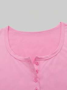 INAWLY Women's Casual Solid Color Short Sleeve T-Shirt, Versatile For Summer - Multicolor - View 3