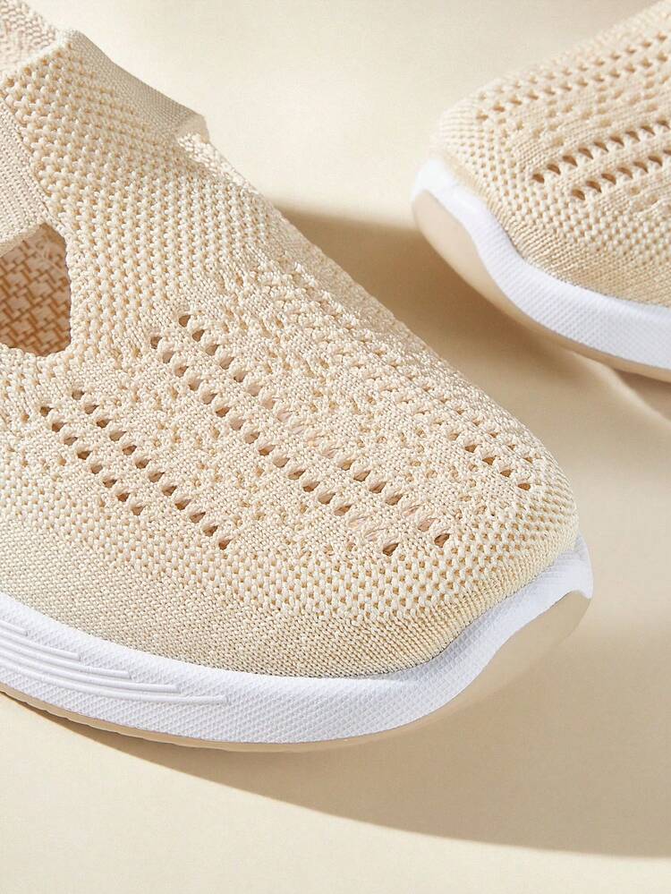 CUCCOO EASI Ladies Pedal Solid Color Textile Breathable Small Round Toe Flat Bottom Casual Sports Shoes Comfortable Daily Outdoor Casual Textile Beige Casual Sports Shoes Daily Outdoor