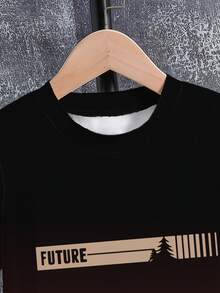 男童圆领字母印花休闲百搭日常短袖T恤 - 彩色 - 查看 6