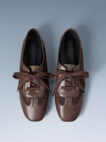 CUCCOO GRLICON Women's Lace-Up Design Casual Everyday Versatile Loafers - Coffee Brown - View 1