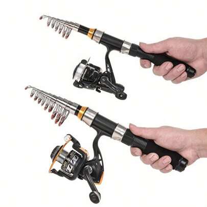 One Black Short Mini Fishing Rod, Compact Design - Ultra-Portable And Space-Saving Design With A Smooth Telescopic Mechanism, Telescopic Sea Fishing Rod, Outdoor Fishing Tackle, Suitable For Lakes, Rivers, Streams, Oceans, Bays And Winter Freshwater, Saltwater And Ice Fishing (Excluding Pufffish).