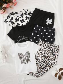 SHEIN 女童夏季三件套，女婴短袖波点休闲套装 - 彩色 - 查看 1