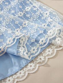 Souflis Souflis Toddler Girls' Elegant Sweet Floral Embroidered Mesh Blue Princess Dress, Peter Pan Collar Long Sleeve, Suitable For Spring, Summer, Autumn Occasions Like Birthday Party, Photography, School, Etc. Childrens Clothes Young Girl Dresses Tea Party Dress Girl - Baby Blue - View 11