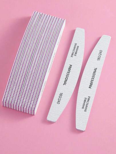 5 chiếc dũa móng tay hình lưỡi liềm chuyên nghiệp, độ nhám 180 và 240, dùng cho tiệm nail, làm móng nghệ thuật, nối móng, dụng cụ làm móng.