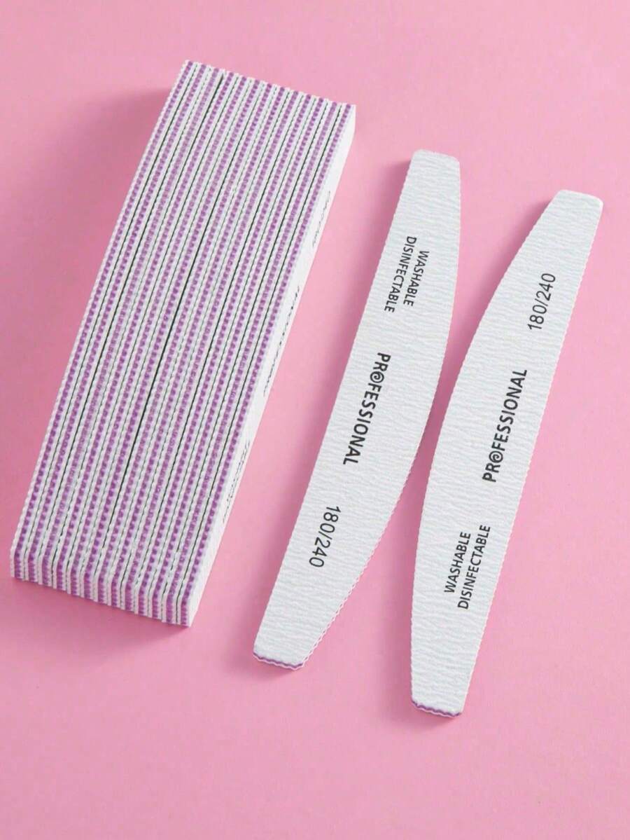 5 chiếc dũa móng tay hình lưỡi liềm chuyên nghiệp, độ nhám 180 và 240, dùng cho tiệm nail, làm móng nghệ thuật, nối móng, dụng cụ làm móng. - Màu Xám nhạt - Xem 1