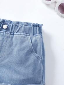 SHEIN 2pcs/Set Celana Pendek Denim Kasual Dua Warna untuk Anak Perempuan - MultiWarna - View 8