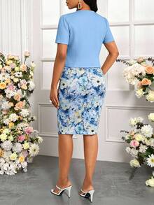 SHEIN Lady Conjunto elegante de traje de dama para vacaciones - Multicolor - Ver 2