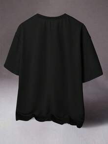 STYNVO Men's Round Neck Raglan Sleeve Short Sleeve Casual Summer Versatile T-Shirt - Black - View 2