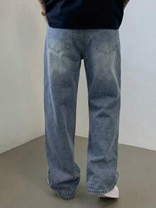 DAZY Men's Washed Vintage Blue Long Denim Jeans, Suitable For Spring And Autumn - Blue - View 2