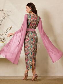 Al Najma Vestido de Festa Elegante Verde Primavera/Verão Novo para Mulheres - Rosa chiclete - Visão 5