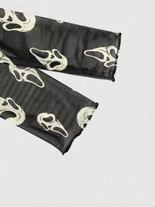 ROMWE Gothic Skull Mask, Mysterious & Terrifying, Sexy Sheer Mesh Crop Top For Music Festival, Punk Rock, Plus Size - Black - View 4