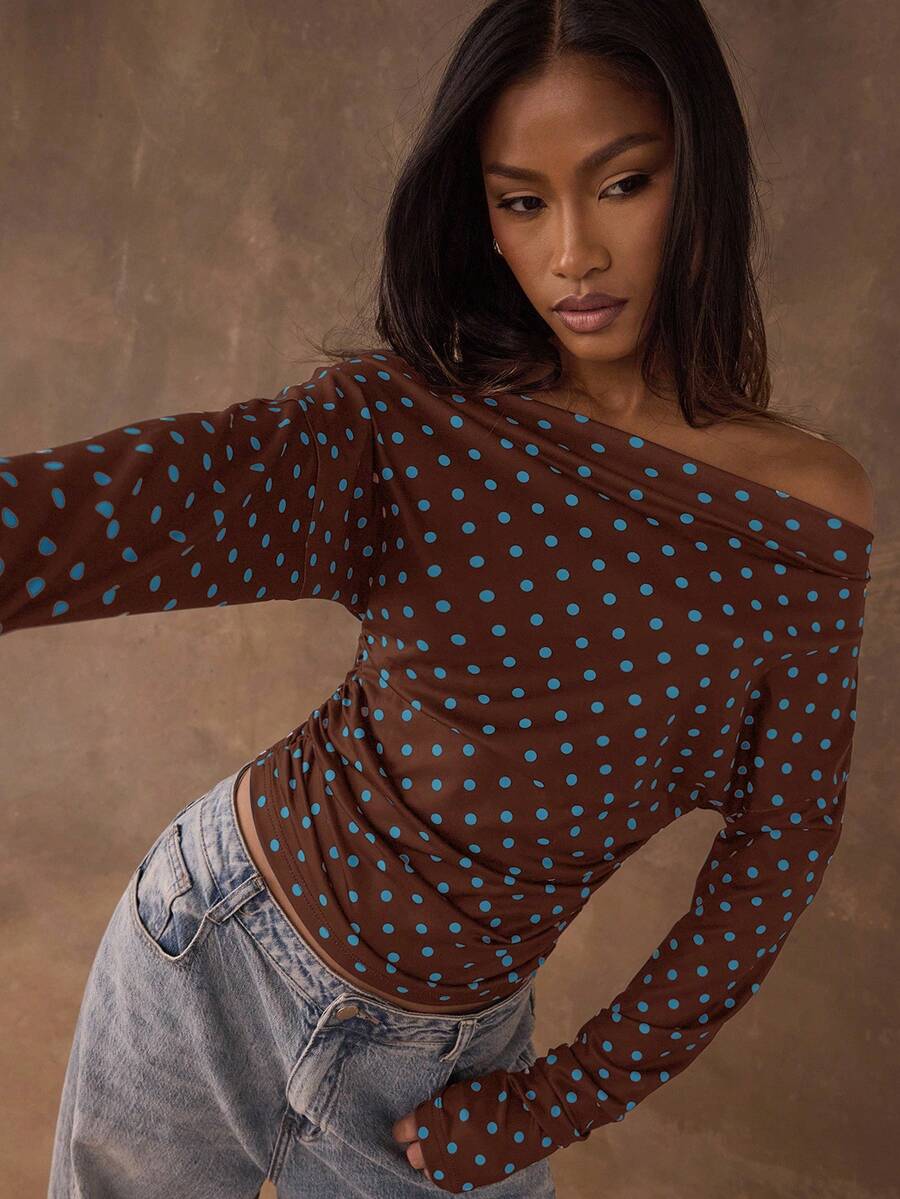 SHEIN BAE Women's T-Shirt For Daily Wear - Mocha Brown - View 1