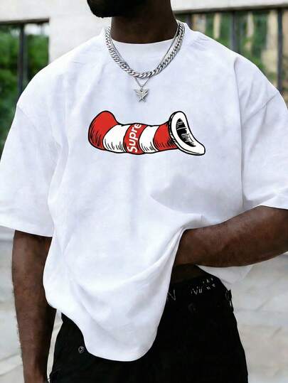 Camiseta de manga corta suelta con estampado de moda para hombres | Diseño exquisito | Imprescindible para el verano | Fácil de combinar, muestra tu estilo, emo, estilo de los 2000