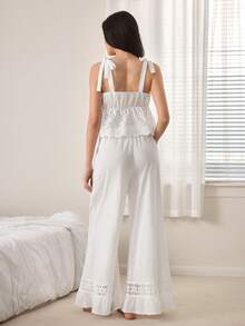 Ocili Bộ đồ ngủ nữ kiểu Bohemian với dây đeo mảnh, chất liệu cotton dệt, có ren, thích hợp cho nữ, phong cách Boho, đồ mặc nhà mùa hè cho nữ. - trắng - Xem 3