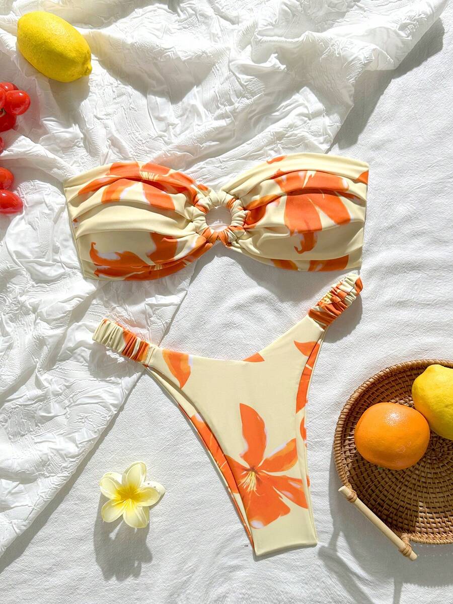 Swim Mod Women's Tight Sexy Printed 2 Pieces Bikini Swimsuit Set, Suitable For Beach Vacation - Multicolor - View 1