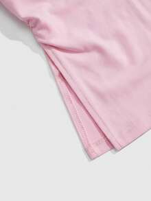 ROMWE J-Fashion 女款鉚釘裝飾綁帶領開衩休閒百搭日常穿著上衣 - 淺粉色 - 查看 3
