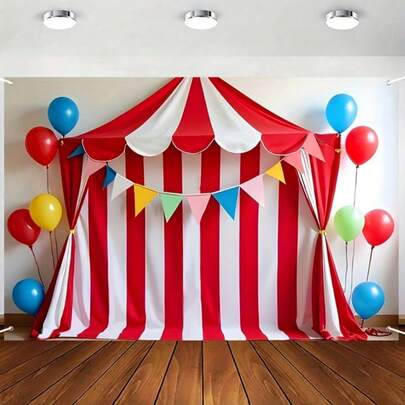 1件装2D平面背景布，适用于嘉年华主题派对、马戏团主题活动、嘉年华派对礼品摄影背景、马戏团主题横幅、嘉年华主题庆典装饰