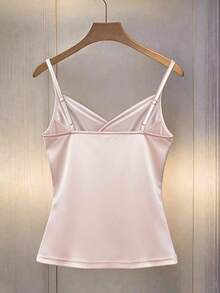 Balvessa Women V-Neck Pleated Waist Camisole - Champagne - View 2