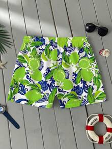 Manfinity RSRT 男士柠檬印花休闲沙滩短裤，网眼内衬 - 彩色 - 查看 2