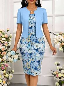 SHEIN Lady Conjunto elegante de traje de dama para vacaciones - Multicolor - Ver 5