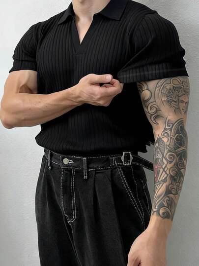 GymBeat Men's Casual Solid Color Short Sleeve Sports Polo T-Shirt, Summer