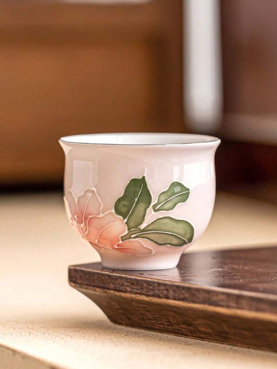 1 chiếc tách trà gốm sứ nữ tính, vẽ tay họa tiết hoa ly hồng dập nổi, tách trà kiểu Trung Quốc màu hồng, thích hợp cho nhà hàng, quán trà, có thể dùng làm quà tặng doanh nghiệp hoặc quà tặng ngày lễ. - Nhiều màu - Xem 1
