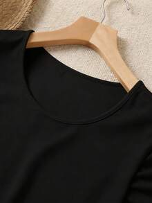 SHEIN LUNE 优雅度假风简约树叶印花短袖上衣及两件套，加大码 - 彩色 - 查看 4