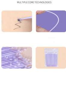 100 pezzi Bastoncini di pulizia Nano, Bastoncini ultra fini per rimuovere il trucco per occhi, contouring, eyeliner, labbra e pulizia della pelle - Multicolore - Visualizzare 3