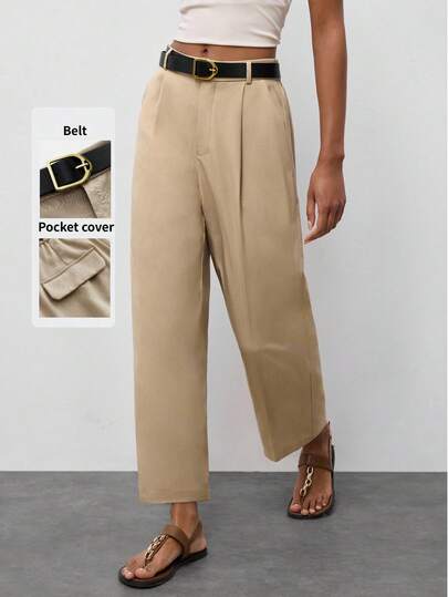 Maija Women's Solid Color Casual Pants,Summer Outfits For Women ,Festival Outfits For Women,Women's Dress Pants,Office Wear Women High Waisted Pants Women Slacks Beige Pants High Waist Pants Womens Casual Pants Tan Pants