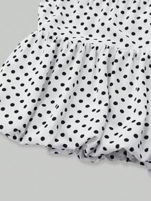 Pariaura 女士撞色波点印花系领衬衫 - 白色 - 查看 6