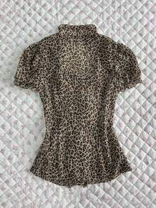 Glimmora 豹纹系带泡泡袖衬衫 - 彩色 - 查看 5