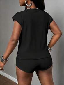 Slaydiva 2pcs Casual Minimalist Cartoon Pattern Women Summer Set - Multicolor - View 3