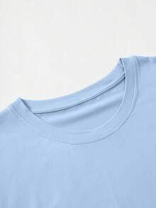 Manfinity Homme Men's Solid Color Round Neck Sleeveless Loose Casual Summer Versatile Tank Top - Baby Blue - View 4