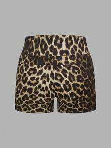 SHEIN EZwear 3件套女士夏季休闲通勤运动度假风高腰骑行短裤，黑色、白色、豹纹印花 - 彩色 - 查看 10