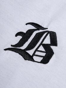 Manfinity Roghcode Ensemble décontracté homme avec t-shirt à manches courtes avec imprimé lettres et bordure contrastée, et short gris - Multicolore - Voir 5