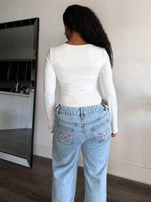 Tyla Gomez 女式方領長袖連身衣 - 白色 - 查看 2