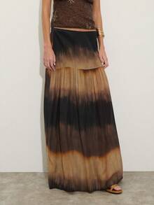 Nöista 渐变印花半身裙，适合海滩度假 - 棕色 - 查看 4