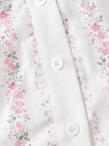 SHEIN MOD Áo sơ mi mùa hè cỡ lớn phối ren và hoa, kiểu dáng bong bóng, phong cách nghỉ dưỡng đồng quê, thời trang nữ tính. - Nhiều màu - Xem 3