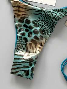 Swim Vcay Bộ bikini hai mảnh không gọng, họa tiết da rắn ngẫu nhiên, kiểu tam giác, gồm áo yếm và quần lọt khe buộc dây bên hông, thích hợp cho kỳ nghỉ hè trên bãi biển. - Nhiều màu - Xem 6