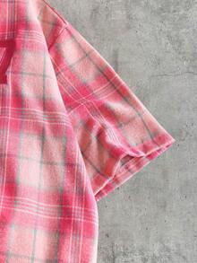 AXEPEAK Men's Casual Plaid Short Sleeve Shirt, Summer - Pink - View 4