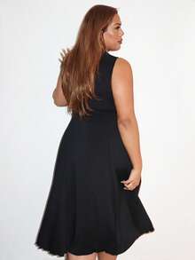 MelDlgn Plus Size Apricot Turtleneck Sleeveless Dress For Women,Fall Long Dresses,Cruise Women Outfits,Elegant Dress,Evening Dress,Fall Women Dresses,Prom Dress,Halloween Dress,Homecoming Dresses,Beach Women Outfits,Dress,Vintage Dress,Birthday Dresses For Women - Black - View 2