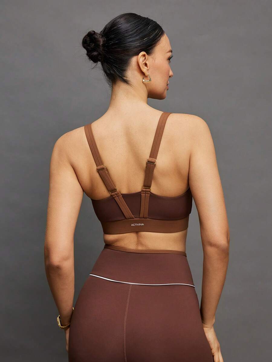 Activina Women's Solid Color Comfortable Breathable Casual Fitness Sports Bra - Brown - View 1