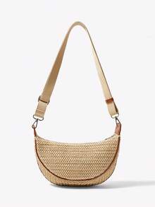 Viva Strut Ladies, Women Crossbody Bags, Shoulder Bag, Straw Bag, Fashionable, Casual, Personalized, Simple, Versatile, Street, Sweet And Cool Girls, Hot Girls, Y2k, For Daily, Vacation, Holiday, Summer, Seaside, Beach Party(The Bag Does Not Contain Pendants.) - Apricot - View 4