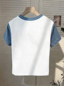SHEIN 热销新款女式短袖T恤，适合购物、与闺蜜外出、日常通勤和休闲出行，春夏百搭。 - 彩色 - 查看 2