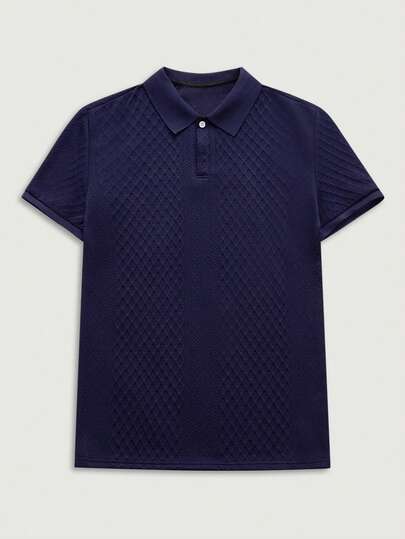 Courvante 男士純色夏季休閒短袖Polo衫