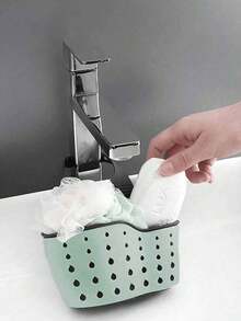 1/2 chiếc giá đựng đồ bằng silicon có dây đeo điều chỉnh được, giỏ treo đa năng dùng để đựng miếng bọt biển và khăn lau bát đĩa, giá đựng đồ gắn vòi nước cho nhà bếp. - Nhiều màu - Xem 3