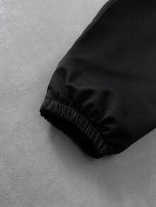 PAVTROS 男士撞色滚边拉链连帽衫和抽绳腰带运动裤套装 - 黑色 - 查看 3