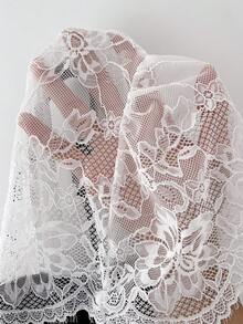 SHEIN Elenzya Plus Size Women's Elegant Delicate Romantic Lace Patchwork T-Shirt, Spring/Summer - Black and White - View 7